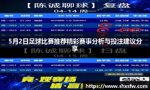 5月2日足球比赛推荐精彩赛事分析与投注建议分享